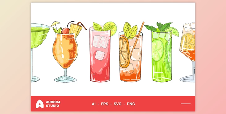 Download Cocktail Hand Drawn Illustration JM3PNL8