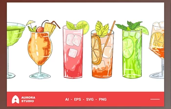 Download Cocktail <span class='badge badge-warning'>Hand</span> <span class='badge badge-warning'>Drawn</span> Illustration JM3PNL8