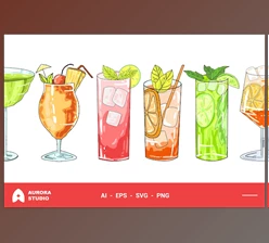 Download Cocktail Hand Drawn Illustration JM3PNL8