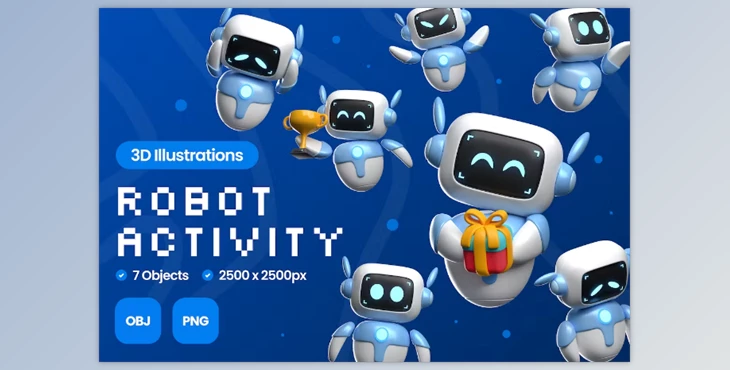 Download Robot Activity 3D Illustrations WC64DSS