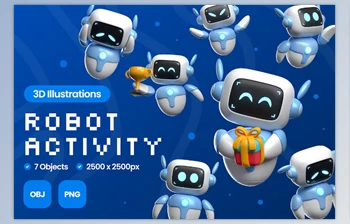 Download <span class='badge badge-warning'>Robot</span> Activity 3D Illustrations WC64DSS