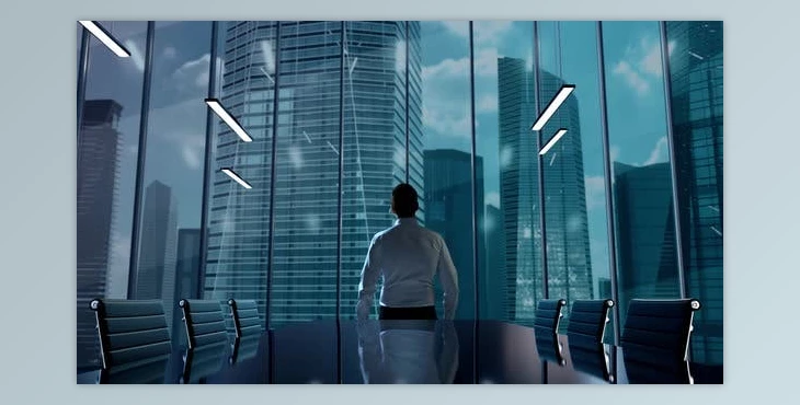 Download Content Marketing Businessman Working in Office Among Skyscrapers Hologram Concept (Videohive 47612140)