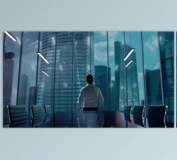Download Content Marketing Businessman Working in Office Among Skyscrapers Hologram Concept (Videohive 47612140)