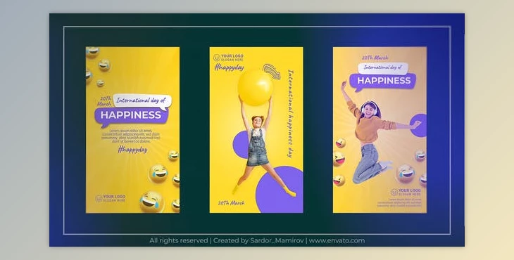 Download International Day of Happiness Emoji Instagram Story (Videohive 47863305) - AE Project