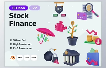 Download Stock Finance V2 3D Icon <span class='badge badge-warning'>Pack</span> KXGAVYM