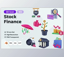 Download Stock Finance V2 3D Icon Pack KXGAVYM