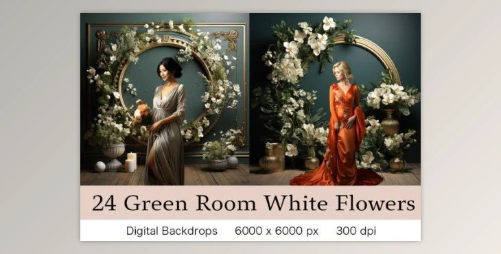 Download 24 Green Room White Flowers Backdrops