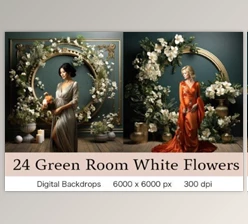 Download 24 Green Room White Flowers Backdrops
