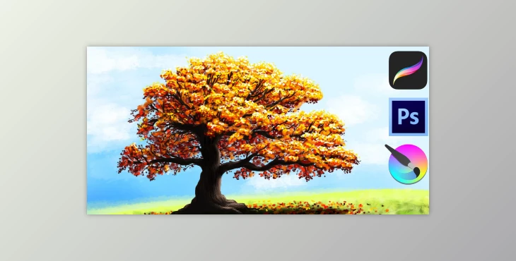 Download Paint an Autumn Tree with any Software – Beginner Digital Art 2023