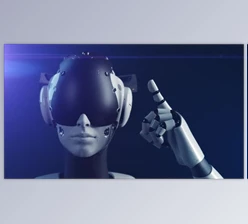 Download portrait of a robot, the robot makes a hand gesture indicating the importance of information (Videohive 47550783)