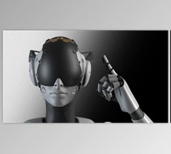 Download portrait of a robot, the robot makes a hand gesture indicating the importance of information. (Videohive 47550696)