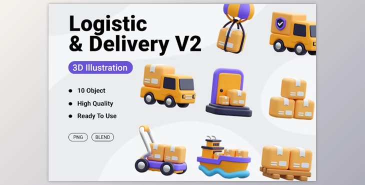 Download Logistic And Delivery V2 3D Icon 4CP4AVC