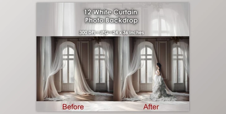 Download 12 White & Pink Curtains Photo Backdrop