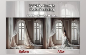 Download 12 White & <span class='badge badge-warning'>Pink</span> Curtains Photo Backdrop