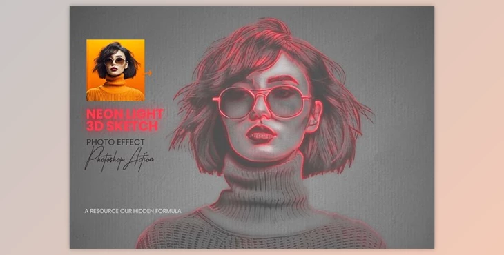 Download Photoshop 3D Neon Light Sketch