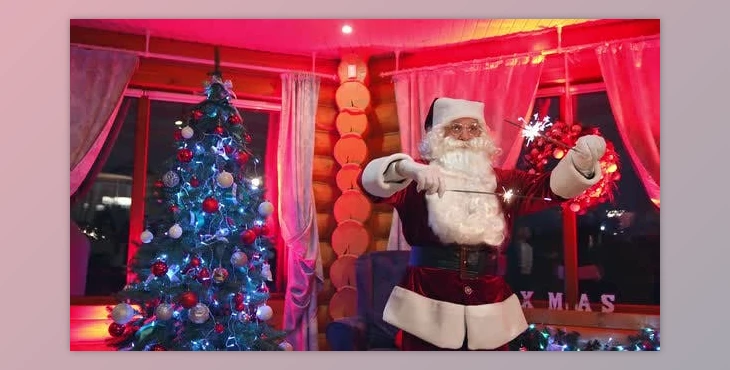 Download Funny Santa with Christmas lights dancing in the house. (Videohive 46140417)
