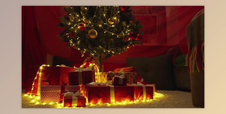 Download The Magic of Christmas Wishes a Christmas Tree Decorated with Gifts Opens the Pages of the Christmas (Videohive 47811873)