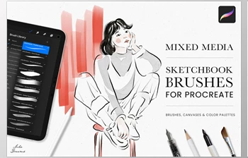 Download Sketchbook <span class='badge badge-warning'>Procreate</span> Brushes Mixed Media Sketch WJES7WZ