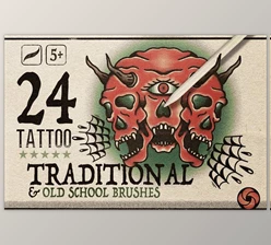 Download 24 Traditional Tattoo Brushes - CreativeMarket 12775850