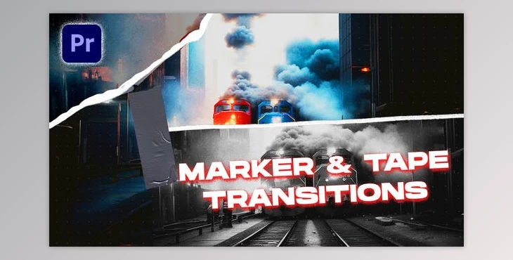 Download Marker & Tape Transitions VOL. 2 | Premiere Pro (Videohive 48399731) - PR Project