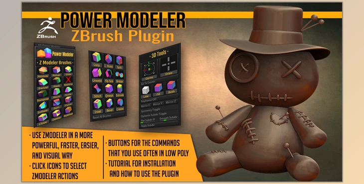 Download Power Modeler 1.97 ZBrush Plugin by Artistic Squad
