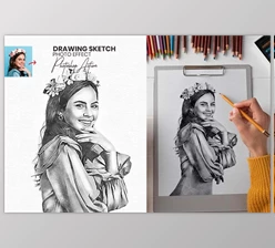 Download Drawing Sketch Photoshop Action CreativeMarket - 58617878
