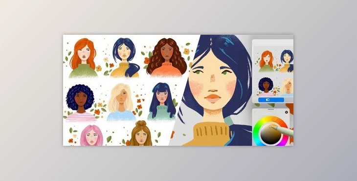 Download Draw Stylized Mini Portraits and Color Palettes in Procreate