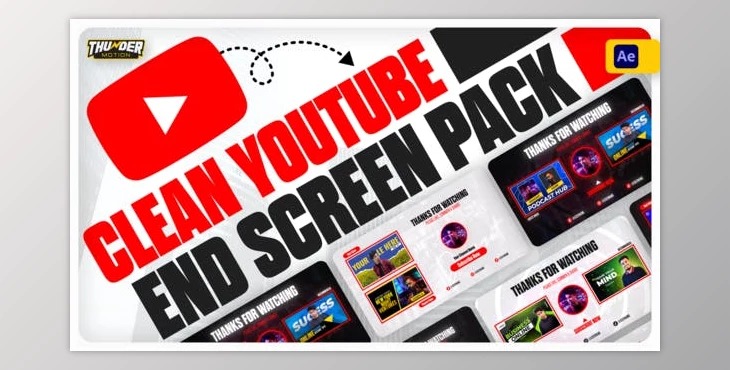 Download Clean YouTube End Screen Pack (Videohive 48761382) - AE Project