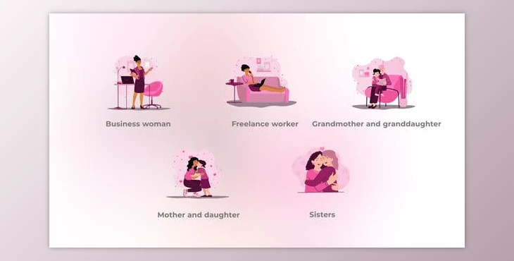 Download Female Family – Flat Female Elements Concept (Videohive 48039289) - AE Project