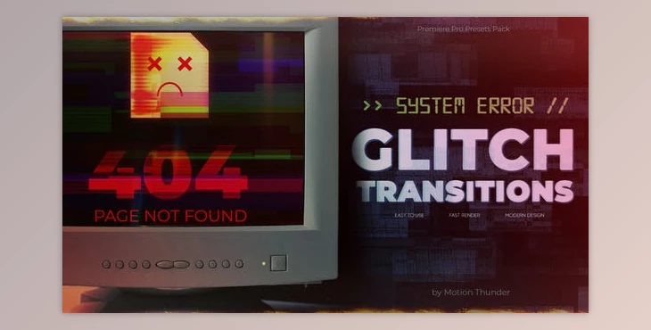 Download System Error – Glitch Transitions | Premiere Pro Template (Videohive 49000115) - PR Project
