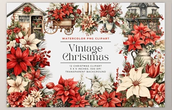 Download <span class='badge badge-warning'>Watercolor</span> Vintage Christmas 74229903