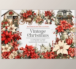 Download Watercolor Vintage Christmas 74229903