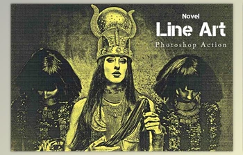 Download Novel Line Art <span class='badge badge-warning'>Photoshop</span> Action Creativemarket - 91673323