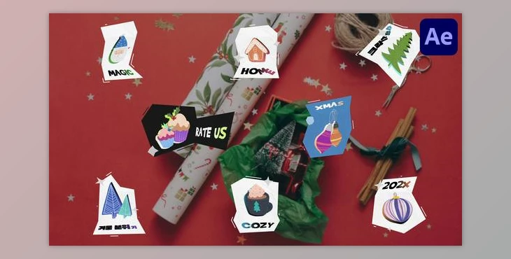Download Christmas Sticker Titles for After Effects (Videohive 49457809) - AE Project