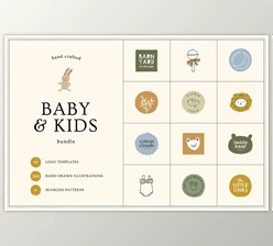 Download Creativemarket – BABY & KIDS Logos Doodles Patterns