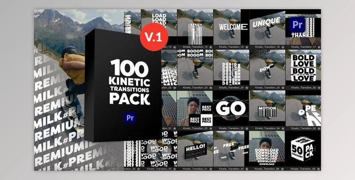 Download Kinetic Transitions Pack for Premiere Pro (Videohive 49403297)