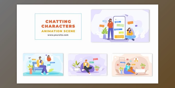 Download Characters Chatting on Social Media 2D Animation Scene (Videohive 47494579) - AE Project