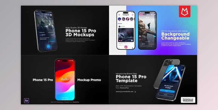Download App Promo | Phone 15 Pro Mockup (Videohive 49304885) - AE Project