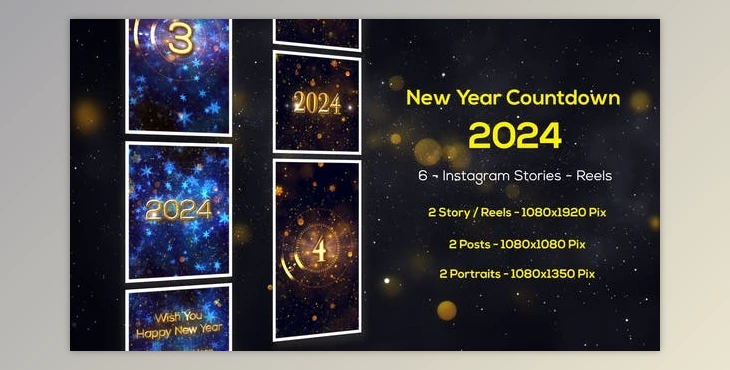 Download New Year Countdown 2024 - Instagram Stories (Videohive 49665276) - AE Project