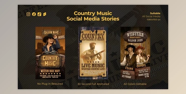 Download Western Music Instagram Stories (Videohive 49859957) - AE Project