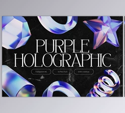 Download Creativemarket – 3D Purple Holographic Shapes