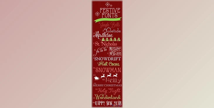Download 16 Fabulous Festive Holiday Fonts Pack