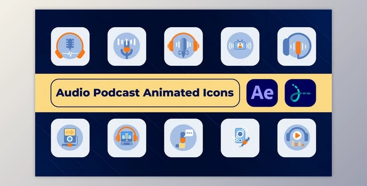 Download Audio Podcast Animated Icons (Videohive 50113339) - AE Project