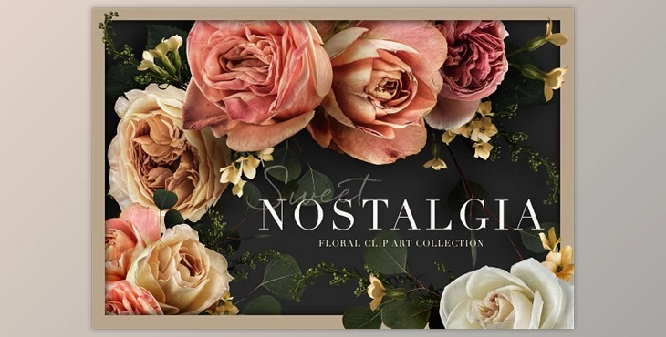 Download Creativemarket – Nostalgia Rose Floral Clip Art