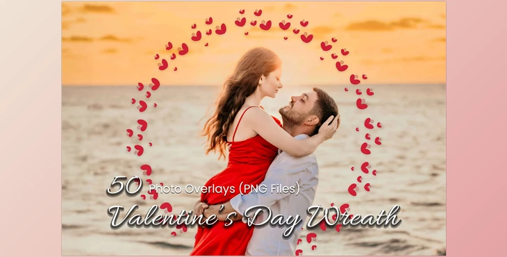 Download 50 Valentine’s Day Wreath Overlays