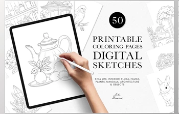 Download Coloring <span class='badge badge-warning'>Pages</span> Digital Sketches Illustration
