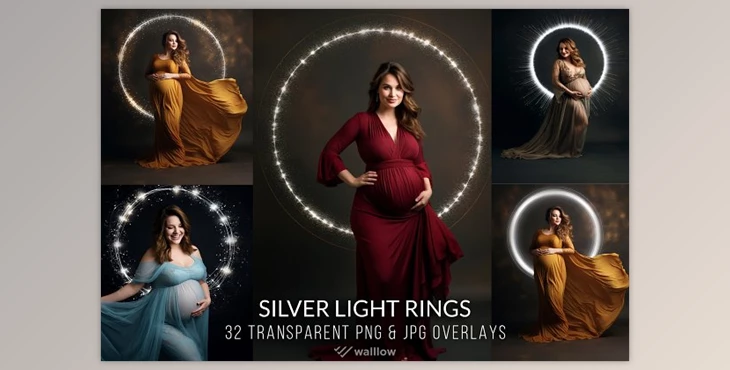 Download Creativemarket – Maternity silver light ring overlay