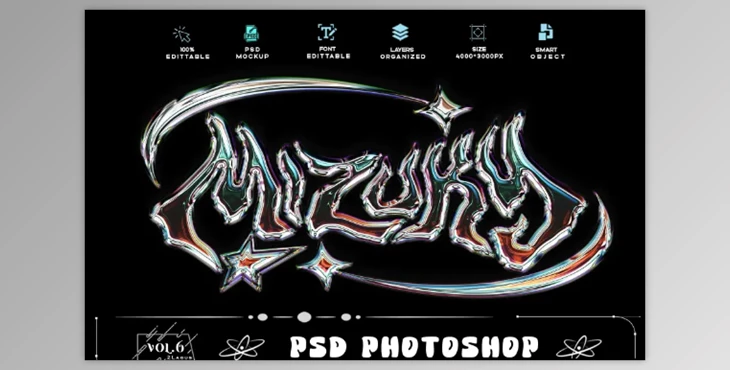 Download Y2k Gradient Chrome Style Text Effect PSD Template - SHTWB7V