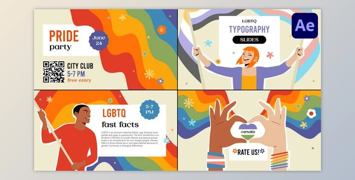 Download LGBTQ Typography Slides for After Effects (Videohive 50327838) - AE Project