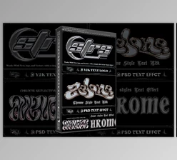 Download Bundle 4 PSD Y2K Chrome Text Effect - 92004787